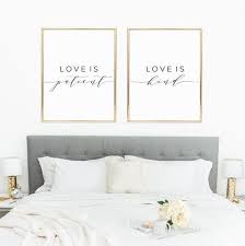 Love Is Patient Love Is Kind Printable Sign Set Bedroom Love Etsy Bedroom Prints Wall Quotes Bedroom Living Room Quotes