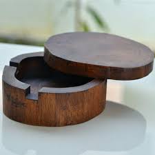 Indoor & outdoor ashtrays ▶ ashtray. Wood Cigarette Ashtray 360 Spinning Lid Vintage Ash Tray Cases Indoor Outdoor Ebay