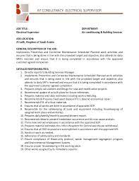 Welcome to the compensation division; Electrical Supervisor Job Description