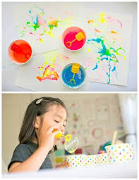 как сделать мыльный раствор для пузырей в домашних условиях Diy Abstract Bubble Painting With Kids Bubble Painting Kids Art Projects Art For Kids