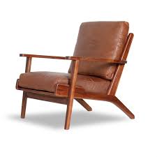 Pemberly Row Mid Century Modern Kalley Brown Leather Lounge Chair Pr 4753 2014047 Cymax Stores