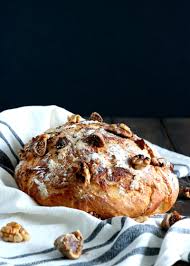 Sightly Rustic With A Subtle Nutty Flavor This Foolproof Fig Walnut No Knead Bread Contains Whole Wheat Flour Serve With Goat No Knead Bread Recipes Bread