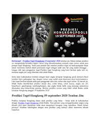 Prediksi Togel Hongkong 19 September 2020 By Beritatogel Issuu