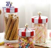 China Factory Wholesale Christmas Glass Jar Set 3 Pieces Customized Red  Design Glass Storage Bottle Jar