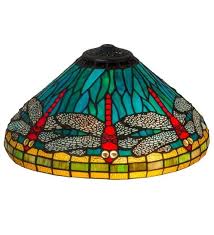 Tiffany stained glass lamp shades. Green Dragonfly Shade Replacement 16 Inch Tiffany Stained Glass Decor
