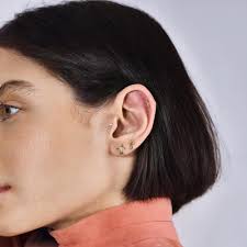 14K Solid Gold Snake Flat Back Earring