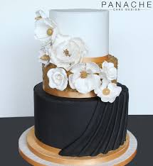Black And Gold Wedding Cake Contemporary Wedding Cake Wedding Cakes London Monochrome Black Gold White Sugar Flowers Han Contemporary Wedding Cakes Wedding Cake London Black Wedding Cakes