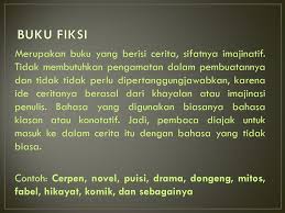 Contoh teks ulasan yang termasuk dalam genre karya sastra seperti puisi, novel, cerpen, roman, dan karya seni berupa seni musik, seni tari, seni lukis, seni rupa dan lain sebagainya. Resensi Buku Fiksi Dan Non Fiksi Ppt Download