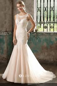 Wedding dresses & bridal gowns. Illusion Neck Drop Waist Champagne Wedding Dress Xdressy