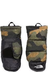 The North Face Nuptse Mitts Burnt Olive Green Camo Green Camo The North Face Olive Green