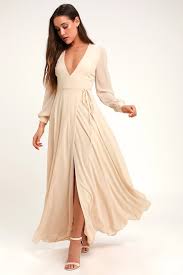 My Whole Heart Cream Long Sleeve Wrap Maxi Dress In 2020 Maxi Wrap Dress Maxi Dress Long Sleeve Maxi Dress