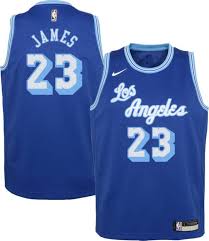 In addition to lebron showtime jerseys, we're stocked with lebron james jerseys in a variety of styles, including the new lebron city jerseys that show off plenty of local la flair. Nike Youth Los Angeles Lakers Lebron James 23 Blue Dri Fit Hardwood Classic Jersey Dick S Sporting Goods