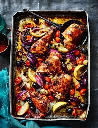 Harissa Spiced Chicken Legs Roasted With Lemons Tomatoes And Celery Recipe Chicken Recipes Chicken Spices Recipes