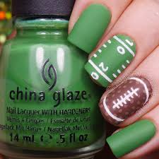 Nailsbycambria On Instagram How Fun Are These Football Nails I Love The Matte Topcoat With This Green I Hardly Ev Sports Nails Super Bowl Nails Green Nails