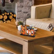 Tv dinner table removable serving tray fold up easy storage antique walnut for. Buy Blulu 3 Happy Halloween Table Decorations Pumpkin Table Centerpieces Boo Sign Wooden Candy Day For Halloween Party Dinner Coffee Table Topper Tier Tray Room Decor 7 87 X 4 72 Inch Online In Indonesia B08fcf2rny