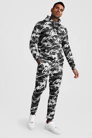 Shop from our huge selection of men's tracksuit bottoms at discounted prices. All Over Man Printed Camo Hooded Tracksuit By Boohooman Thread
