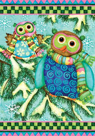 Custom Decor Flag Winter Owls Decorative Flag At Garden House Flags At Gardenhouseflags Winter Owl Owl Art Owl Outdoor Decor