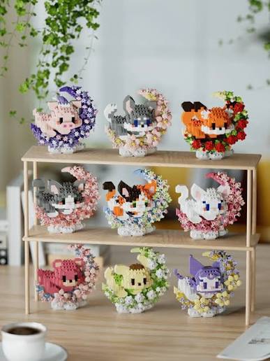 Mô hình Mini Block động vật vòng hoa với nhiều nhân vật dễ thương