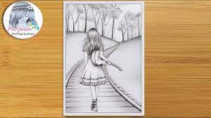Today i tried to recreate drawings from farjana drawing academy. How To Draw A Scenery Of A Girl Walking Alone On A Railway Line With Her Guitar Pencil Sketch Youtube