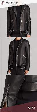 Allsaints Kaho Sheep Leather Biker Jacket Grey Leather Jacket Leather Biker Jacket Allsaints Jackets