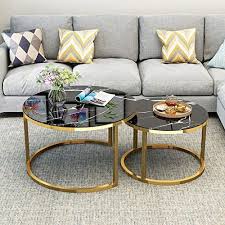 table gigogne ronde 2 pieces table basse en marbre noir avec motif en marbre trempe cadre e en 2021 table basse en marbre noir table basse marbre decoration salon noir