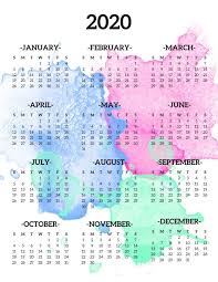 Calendar 2020 Printable One Page Free Printable Year At A Glance Calendar Simple 2020 Calendar Template Planner Pr 2020 Bos Takvim Planlayici Haftalik Planlayici