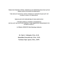 Peran sosial adalah perilaku yang diharapkan dari seseorang yang menduduki status sosial tertentu dalam masyarakat. Top Pdf The Role Of Medical Social Worker In Improving Quality Of Patient Safety In Indonesia 123dok Com