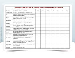 Self Improvement Chart Ben Franklin Virtues Benjamin S Of