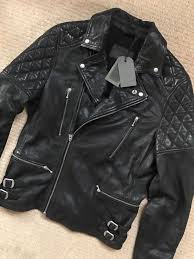 All Saints Men S Black Yuku Leather Biker Jacket Coat Xs S New Tags X4 Jackets Biker Jacket Leather Biker Jacket