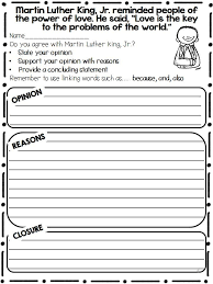 Martin Luther King Jr Opinion Writing Martin Luther King Writing Martin Luther King Third Grade Writing
