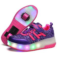 New Children Wheels Shoes With Led Lighted Mesh Breathable Kids Roller Shoe Boy Girls Fashion Casual Wheel Sneake Roller Shoes Girls Shoes Roller Skate Shoes