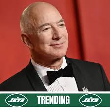 TRENDING: Jeff Bezos, the founder of Amazon is the heavy favorite to be the  next owner of the New York Jets, per Bovada Official. Bezos is worth 230  billion dollars and has