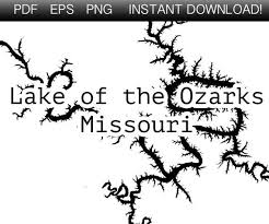 Lake Of The Ozarks Map Shape Instant Download Eps Pdf Png Etsy Ozarks Map Ozarks Lake