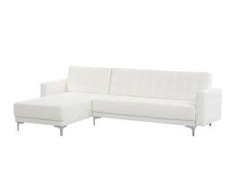 Canape D Angle A Droite En Simili Cuir Blanc Aberdeen Beliani Ch