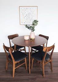 Edloe Finch Dakota Mid Century Modern 5 Piece Round Dining Table Set For 4 Walnut Top In 2020 Small Dining Sets Round Dining Table Sets Round Dining Table Modern