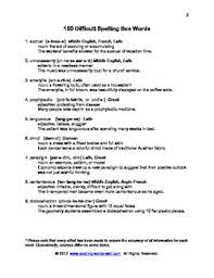 100 Difficult Spelling Bee Words With Sentences Definitions And More