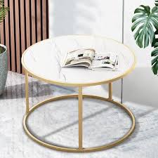 Bonnlo modern coffee table,faux marble top rectangular coffee table with metal frame,living room coffee cocktail table. Nordic Round Coffee Table Marble Effect Yiannakou Home Designs Studio 2