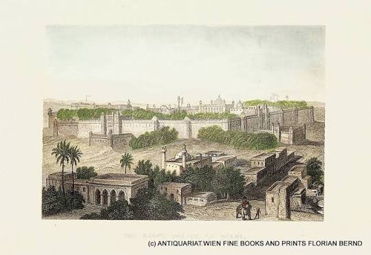 DELHI, India view c. 1850 , King s palace at Delhi: (1850) Art&nbsp;/&nbsp;Print&nbsp;/&nbsp;Poster | ANTIQUARIAT.WIEN Fine Books & Prints