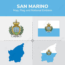 The state and war flag of san marino is formed by two equal horizontal bands of white (top) and light blue with the national coat of arms superimposed in the center; San Marino Kartu Flag I Gerb Kontinentov Stran Karty Png I Vektor Png Dlya Besplatnoj Zagruzki