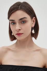 Thalassa 925 Sterling Silver Huggie Hoop Natural Baroque Pearl Drop  Earrings