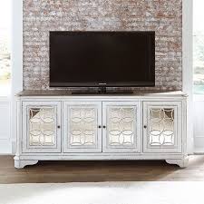 Crafted of poplar solids with white oak and birch veneers, this piece features the perfect blend of european design, fancy face dining top finished in a weathered. Magnolia Manor 84 Inch Tv Console By Liberty Furniture Furniturepick