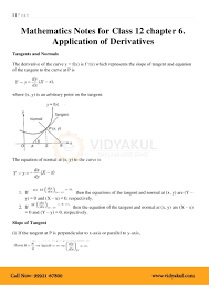 Application Of Derivatives Class 12 Notes Vidyakul