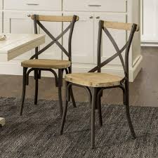 A set of data arranged in rows. Farmhouse Reclaimed Wood And Metal Set Of 2 Dining Chairs Pier 1