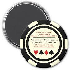 Black Off White Poker Chip Casino Save The Date Magnet Zazzle Com