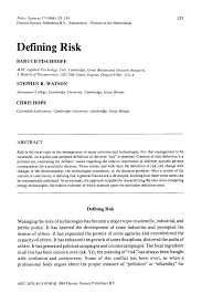 Pdf Defining Risk