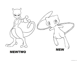 Pokemon coloring pages free download: Legendary Pokemon Coloring Pages Mewtwo And Mew Coloring4free Coloring4free Com