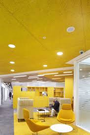 Post Office Hq At Finsbury Dials Acoustic Coloured Ceiling By Heradesign Modern Office Design Office Ceiling Colorful Office Design