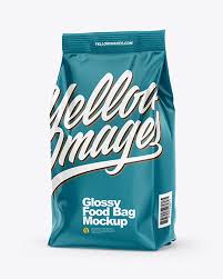 Glossy Food Bag Mockup Half Side View Exclusive Mockups