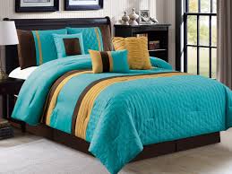 7 Pc Leaves Embossed Pleated Ruffled Striped Comforter Set Turquoise Blue Gold Brown Queen Walmart Com Walmart Com