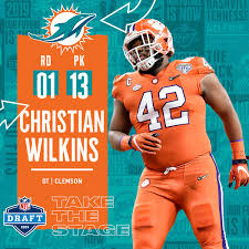 christian wilkins drafted 13th by the miami dolphins goes